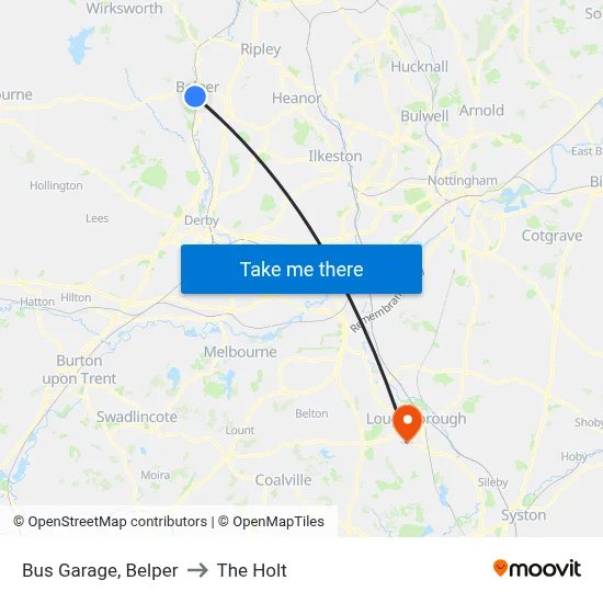 Bus Garage, Belper to The Holt map