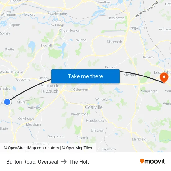 Burton Road, Overseal to The Holt map