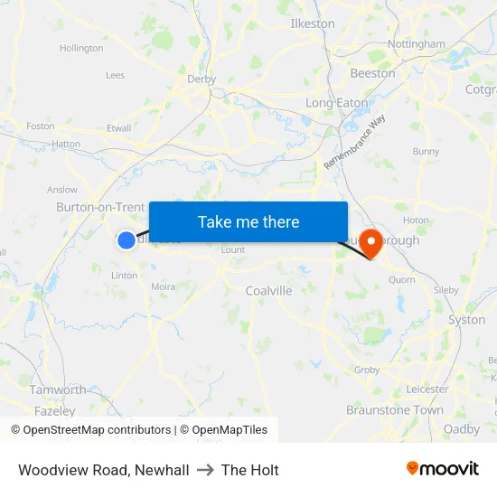 Woodview Road, Newhall to The Holt map
