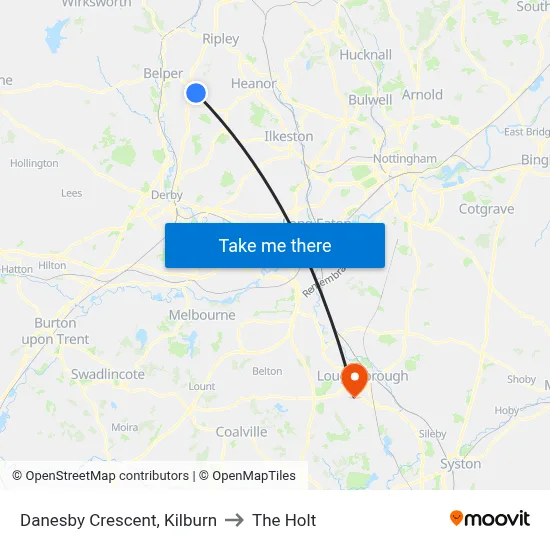 Danesby Crescent, Kilburn to The Holt map
