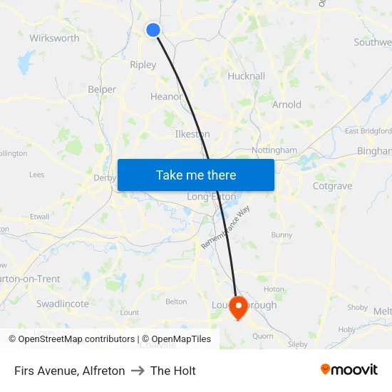 Firs Avenue, Alfreton to The Holt map