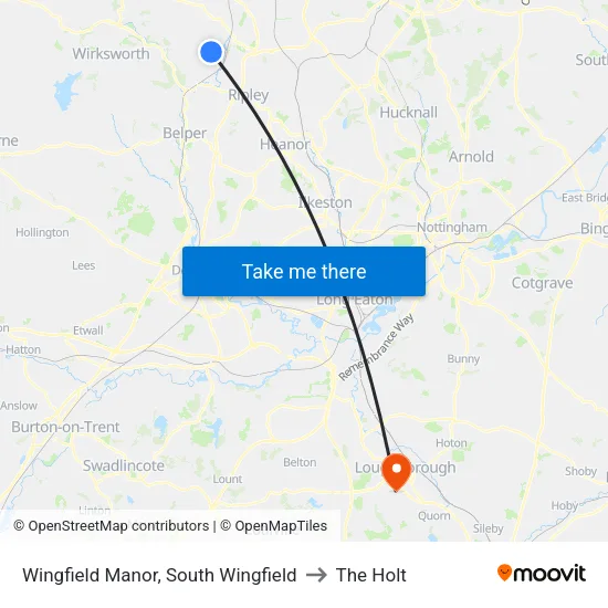 Wingfield Manor, South Wingfield to The Holt map