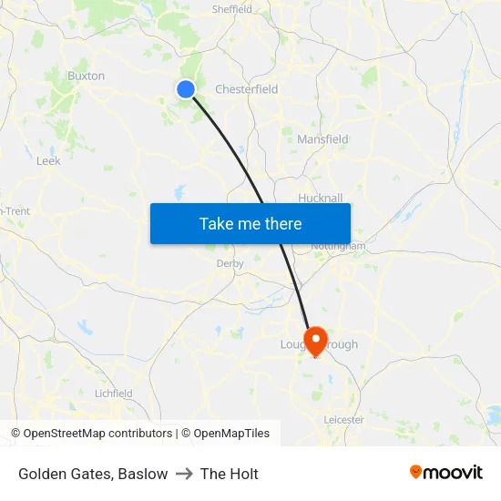 Golden Gates, Baslow to The Holt map