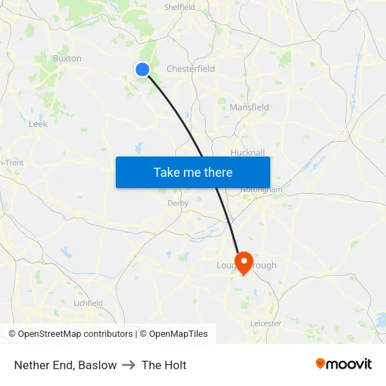 Nether End, Baslow to The Holt map