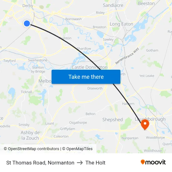 St Thomas Road, Normanton to The Holt map