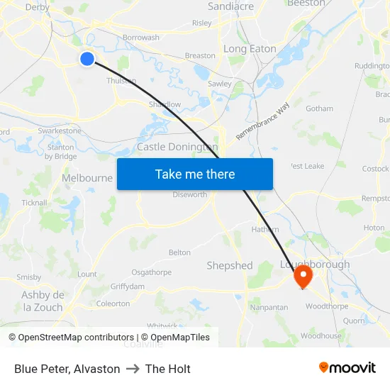 Blue Peter, Alvaston to The Holt map