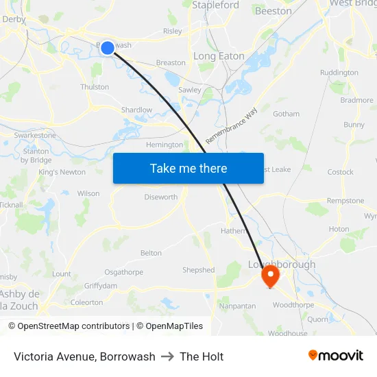 Victoria Avenue, Borrowash to The Holt map