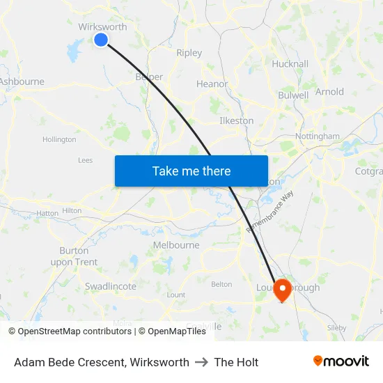 Adam Bede Crescent, Wirksworth to The Holt map