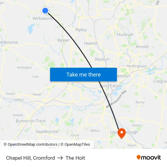 Chapel Hill, Cromford to The Holt map
