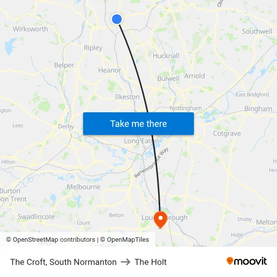 The Croft, South Normanton to The Holt map
