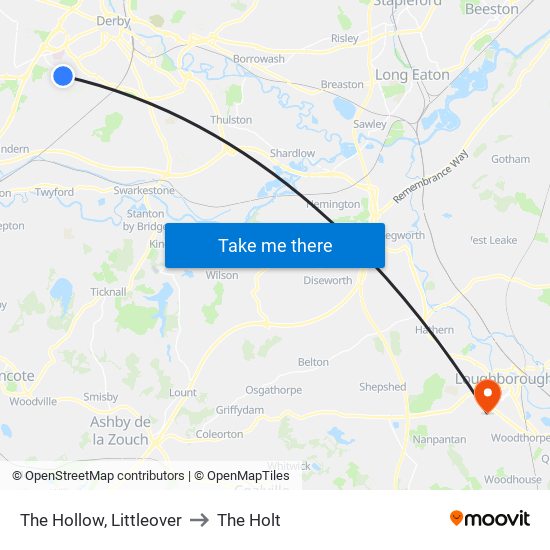 The Hollow, Littleover to The Holt map