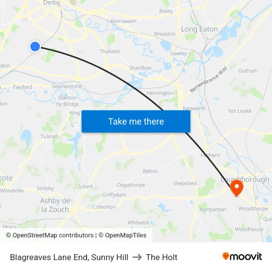 Blagreaves Lane End, Sunny Hill to The Holt map