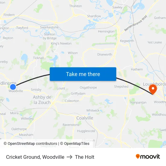 Cricket Ground, Woodville to The Holt map