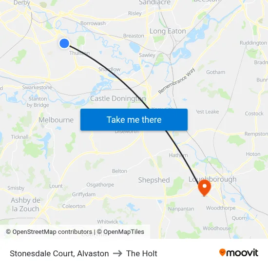 Stonesdale Court, Alvaston to The Holt map