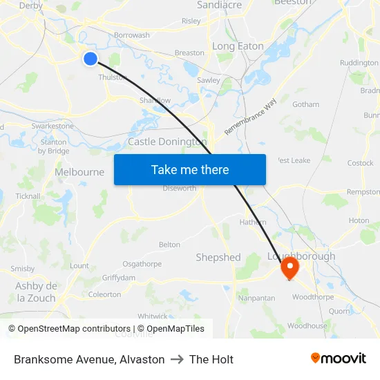 Branksome Avenue, Alvaston to The Holt map