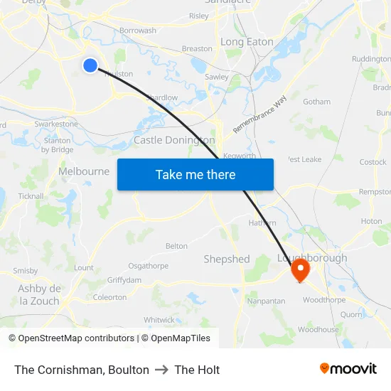 The Cornishman, Boulton to The Holt map