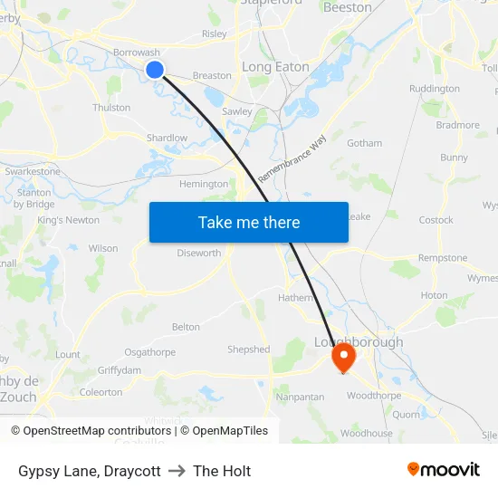Gypsy Lane, Draycott to The Holt map
