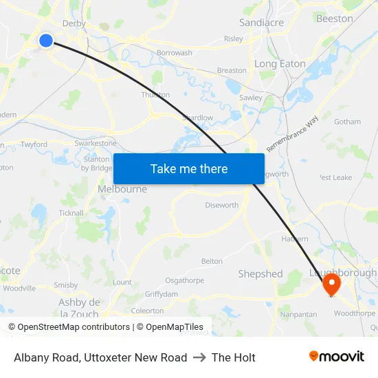 Albany Road, Uttoxeter New Road to The Holt map