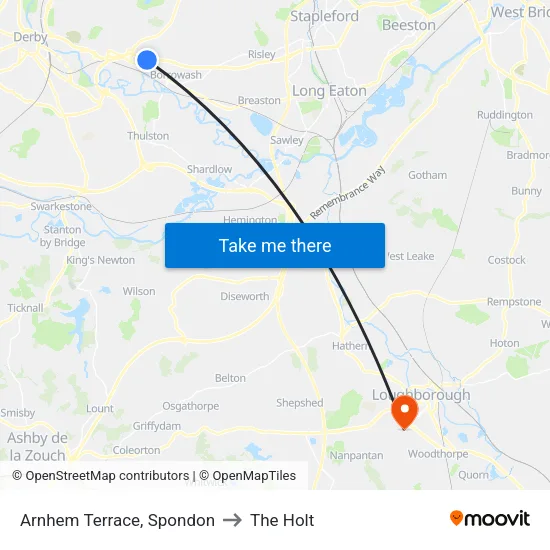 Arnhem Terrace, Spondon to The Holt map