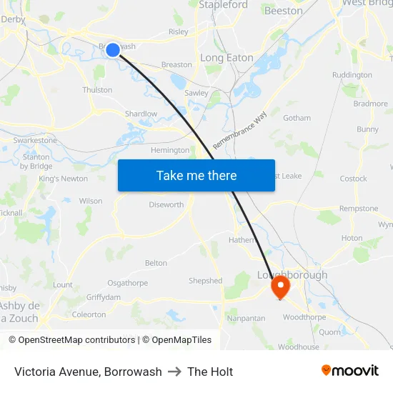 Victoria Avenue, Borrowash to The Holt map