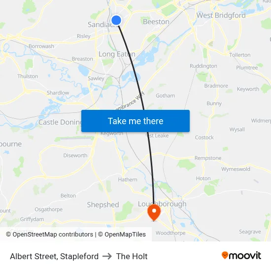 Albert Street, Stapleford to The Holt map