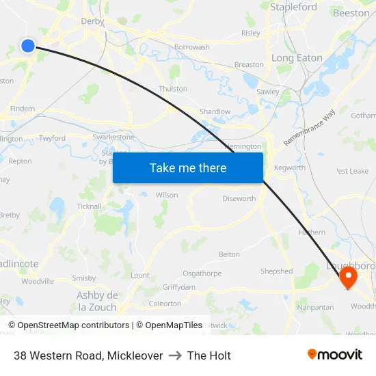38 Western Road, Mickleover to The Holt map