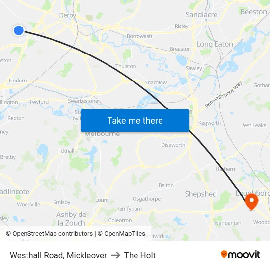 Westhall Road, Mickleover to The Holt map