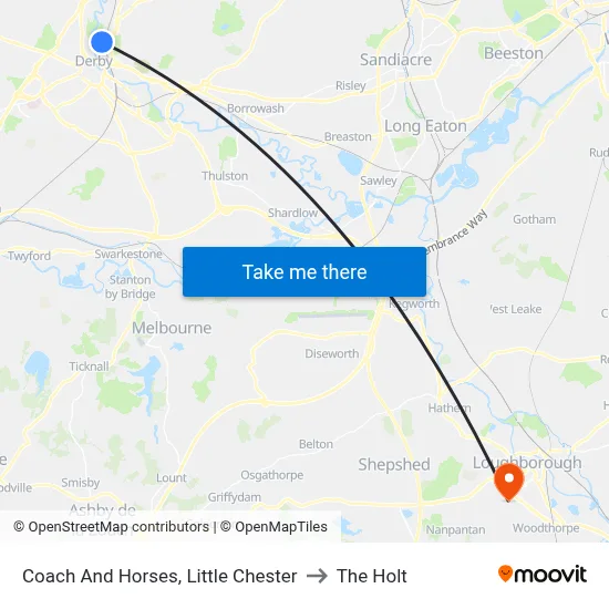 Coach And Horses, Little Chester to The Holt map