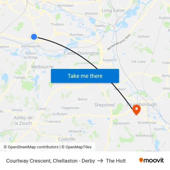 Courtway Crescent, Chellaston - Derby to The Holt map