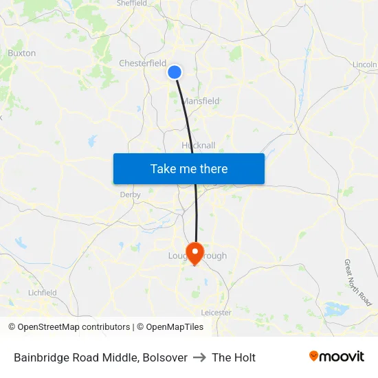 Bainbridge Road Middle, Bolsover to The Holt map