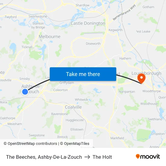 The Beeches, Ashby-De-La-Zouch to The Holt map