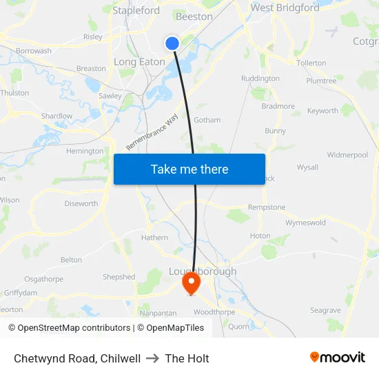 Chetwynd Road, Chilwell to The Holt map
