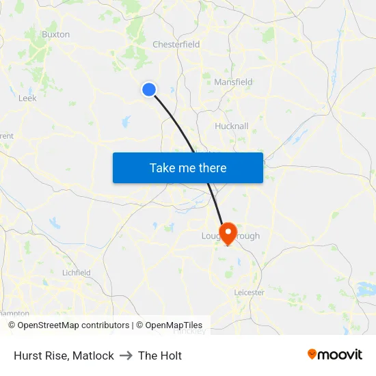 Hurst Rise, Matlock to The Holt map