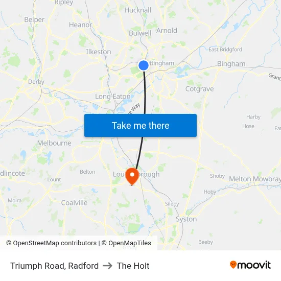 Triumph Road, Radford to The Holt map