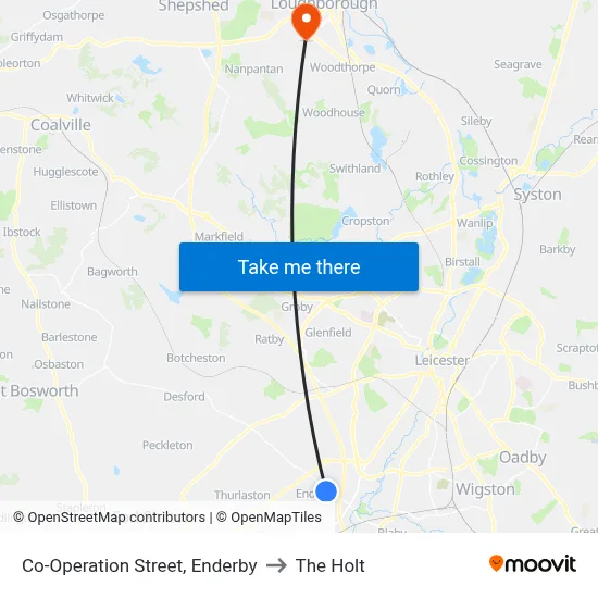 Co-Operation Street, Enderby to The Holt map