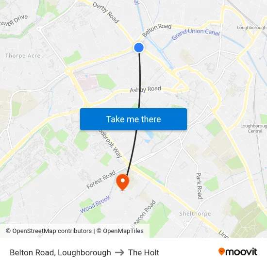 Belton Road, Loughborough to The Holt map