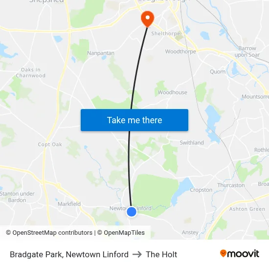 Bradgate Park, Newtown Linford to The Holt map