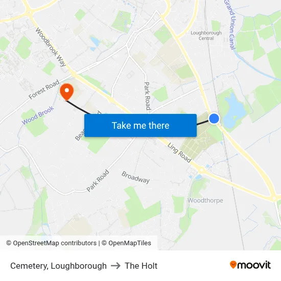 Cemetery, Loughborough to The Holt map