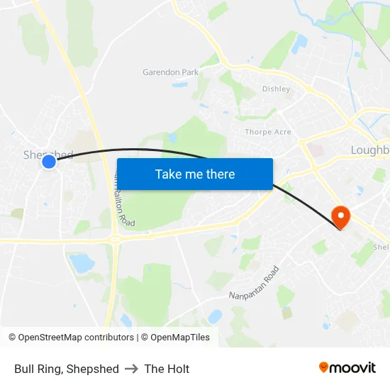 Bull Ring, Shepshed to The Holt map