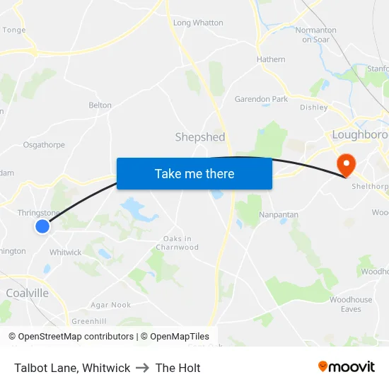 Talbot Lane, Whitwick to The Holt map