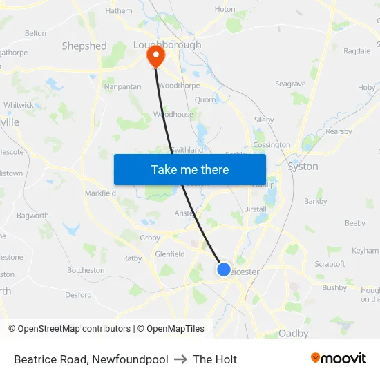 Beatrice Road, Newfoundpool to The Holt map