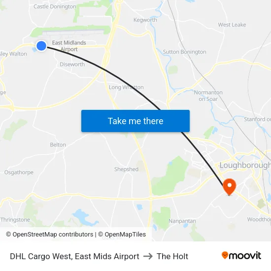 DHL Cargo West, East Mids Airport to The Holt map