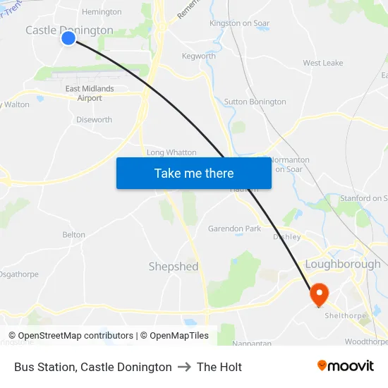 Bus Station, Castle Donington to The Holt map