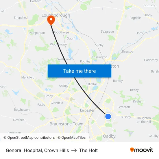 General Hospital, Crown Hills to The Holt map