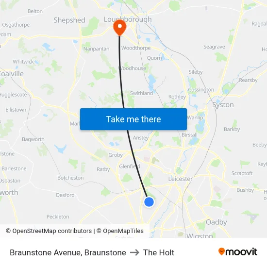 Braunstone Avenue, Braunstone to The Holt map