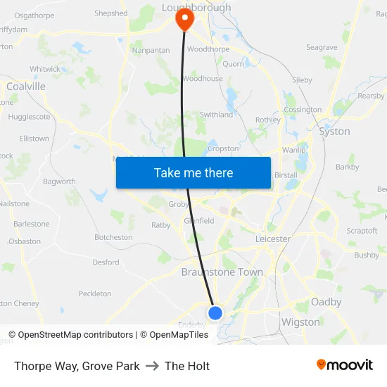 Thorpe Way, Grove Park to The Holt map