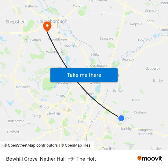 Bowhill Grove, Nether Hall to The Holt map