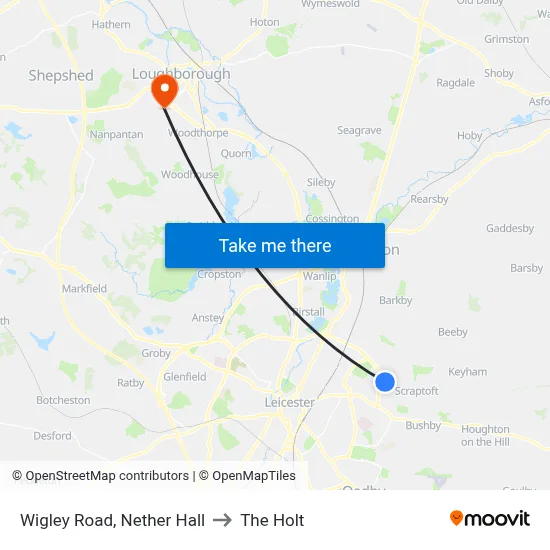 Wigley Road, Nether Hall to The Holt map