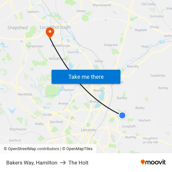 Bakers Way, Hamilton to The Holt map