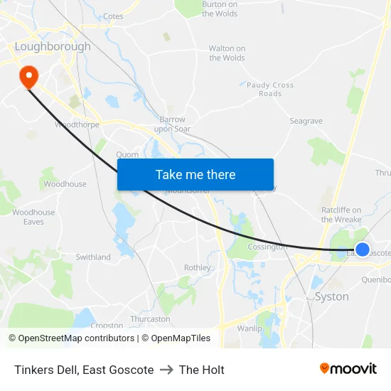 Tinkers Dell, East Goscote to The Holt map